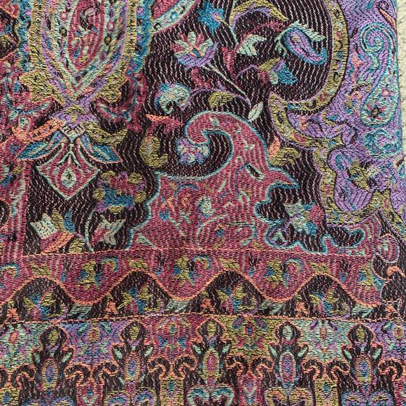 Modern Expressions Scarf Colorful Paisley Woven Shawl Wrap Fringe Detail Boho - Picture 10 of 10